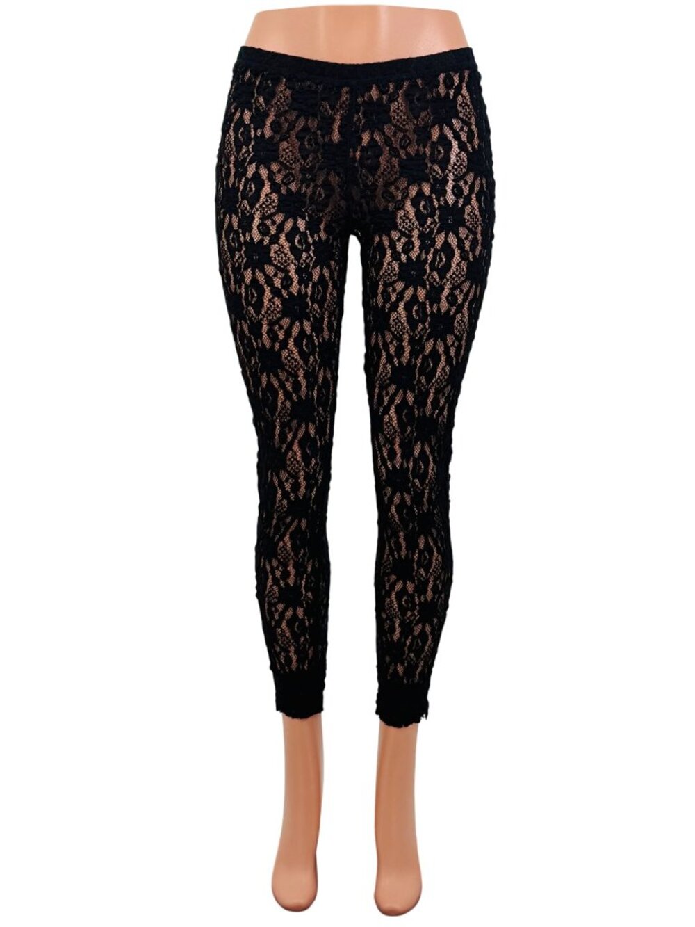 NWT Free People Black Sheer Floral Lace Leggings | Whimsigoth Dark Coquette Boho - Picture 2 of 16